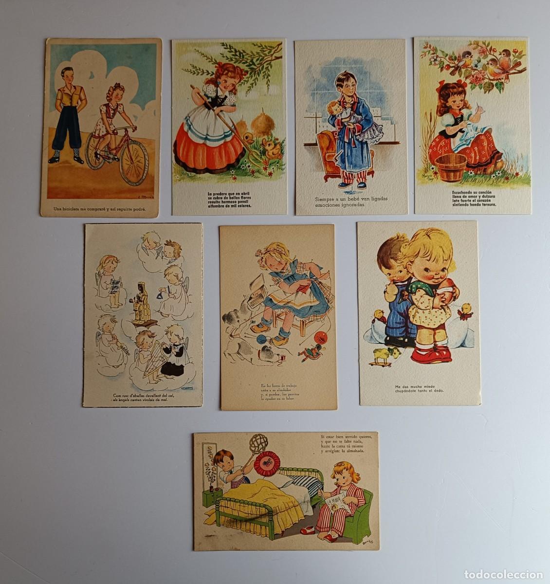 Postales: LOTE DE 8 ANTIGUAS POSTALES INFANTILES - Foto 1