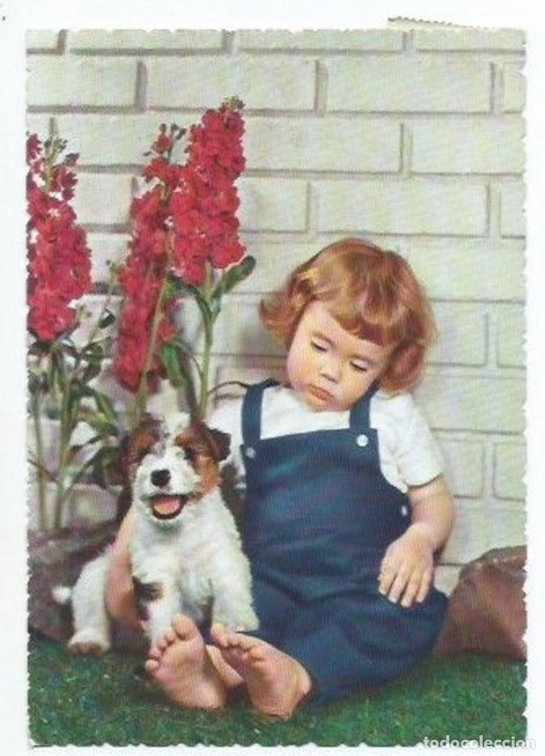 Postales: NI&Ntilde;A CON PERRO.- ILUSTRACION - Foto 1