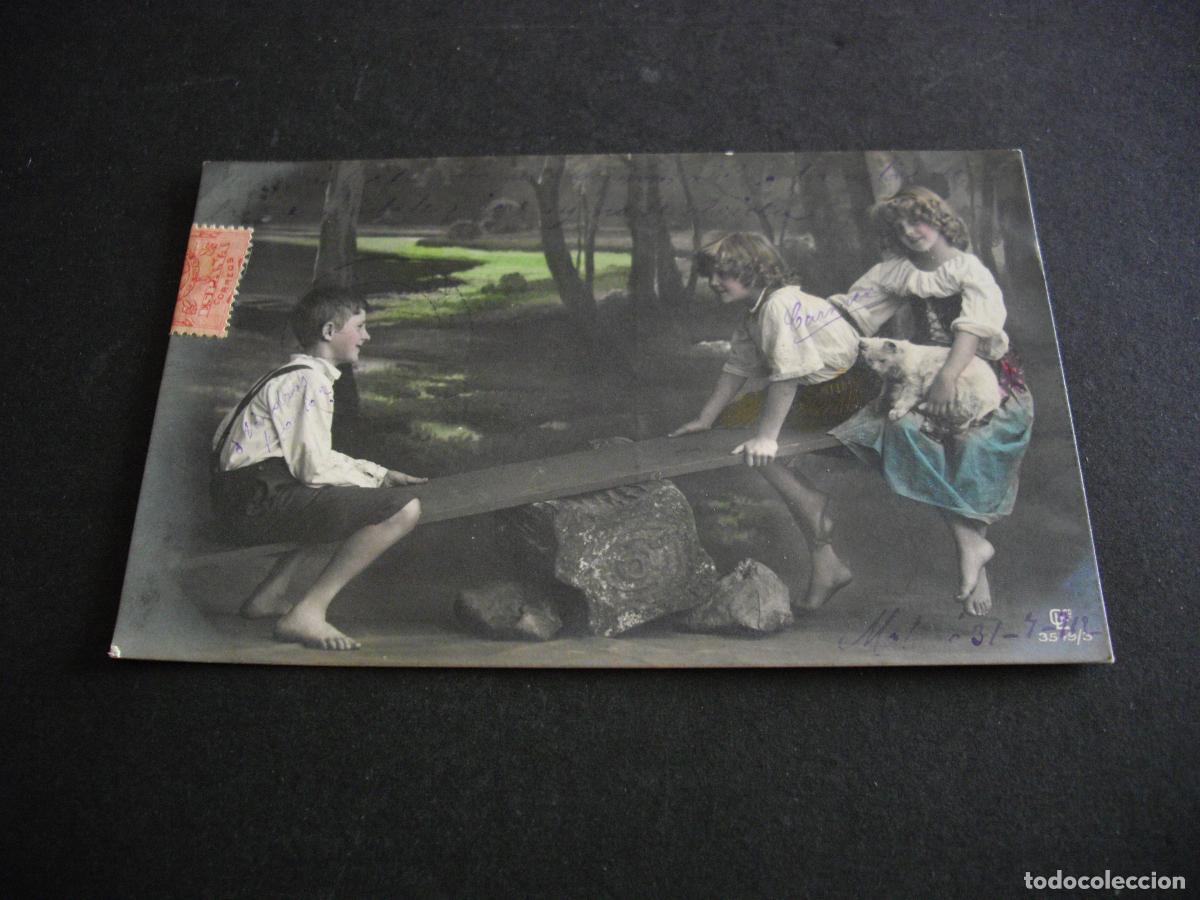 Postales: NI&Ntilde;OS CON GATO POSTAL - Foto 1