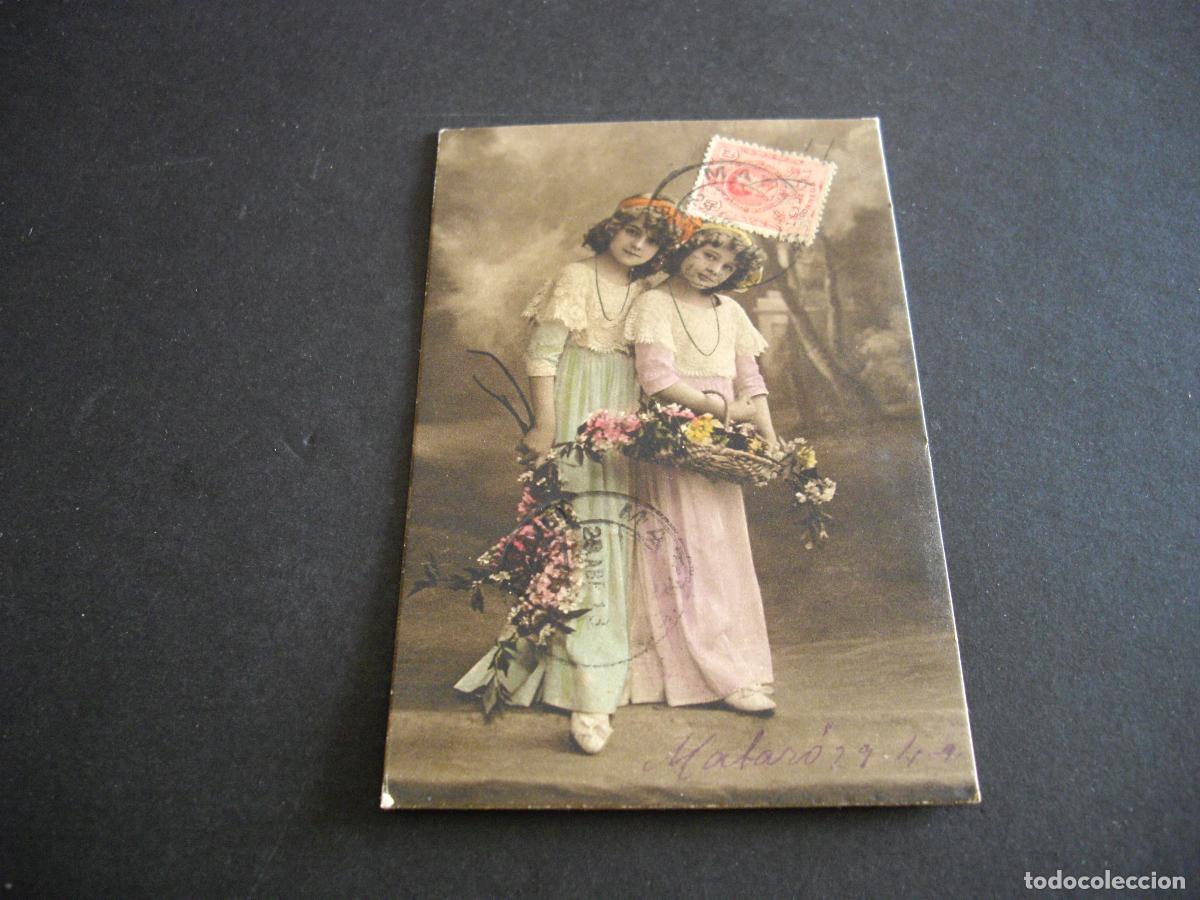 Postales: NI&Ntilde;AS CON FLORES POSTAL - Foto 1
