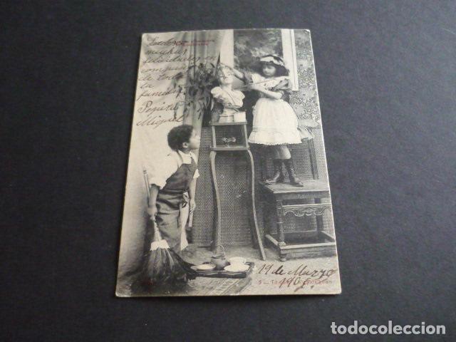 Postales: NI&Ntilde;OS LIMPIANDO POSTAL - Foto 1