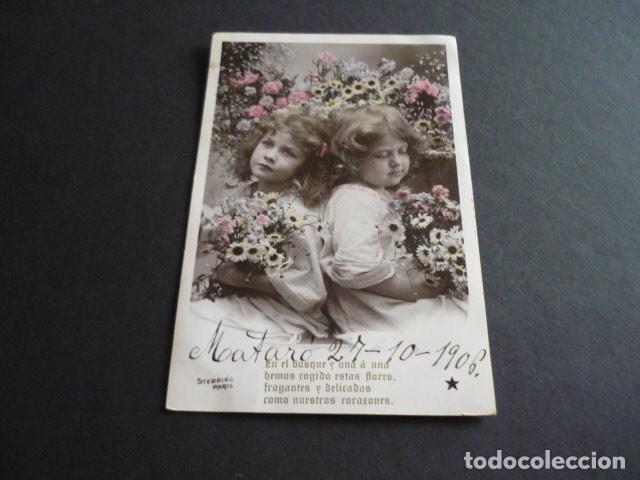 Postales: NI&Ntilde;AS CON FLORES POSTAL - Foto 1
