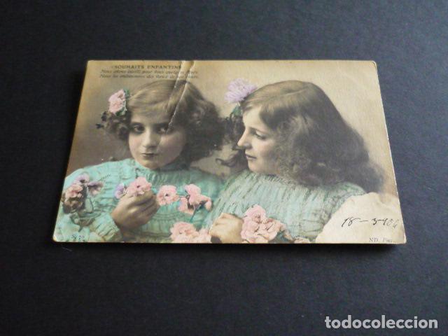 Postales: NI&Ntilde;AS CON FLORES POSTAL - Foto 1