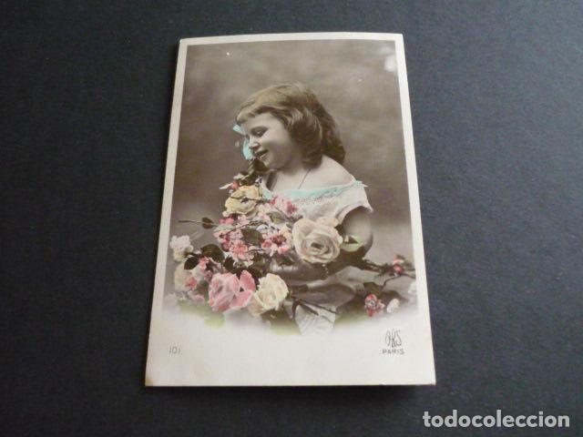 Postales: NI&Ntilde;A CON FLORES POSTAL - Foto 1