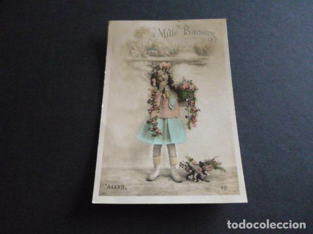 Postales: NI&Ntilde;A CON FLORES POSTAL - Foto 1