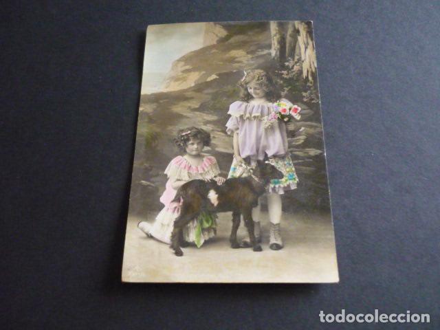 Postales: NI&Ntilde;AS CON CABRA POSTAL - Foto 1