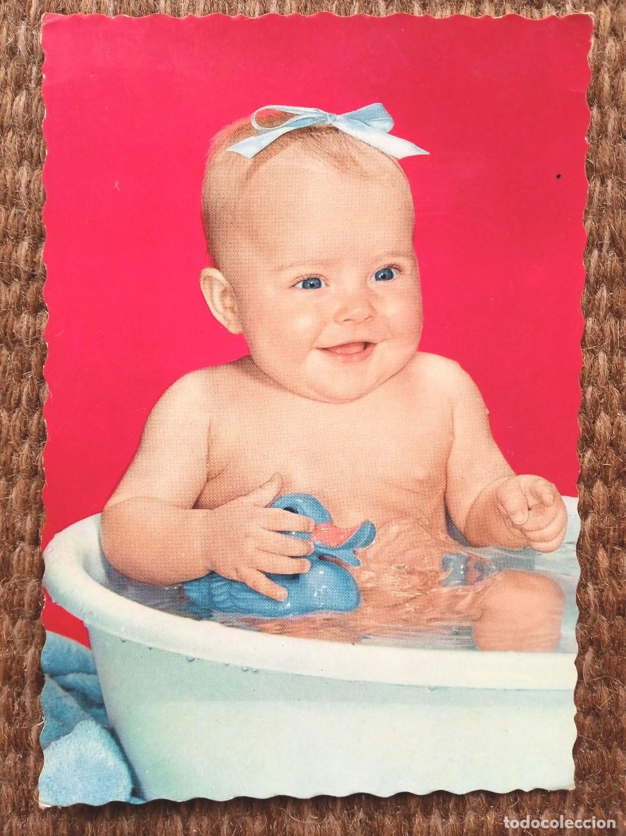 Postales: POSTAL BEBE CON LAZO EN BA&Ntilde;O - Foto 1