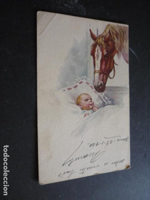 Postales: BEBE Y CABALLO POSTAL - Foto 1