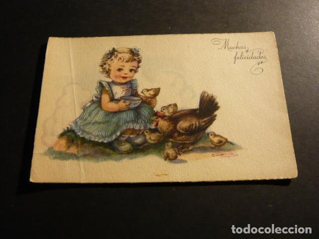 Postales: NI&Ntilde;A CON GALLINA POSTAL - Foto 1