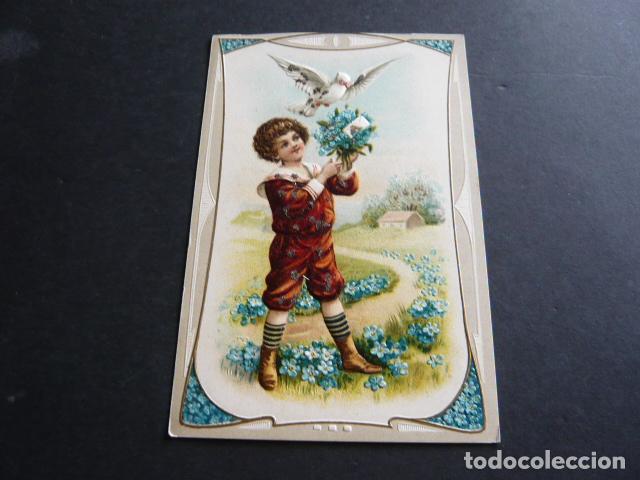 Postales: NI&Ntilde;O CON CARTA Y PALOMA POSTAL - Foto 1