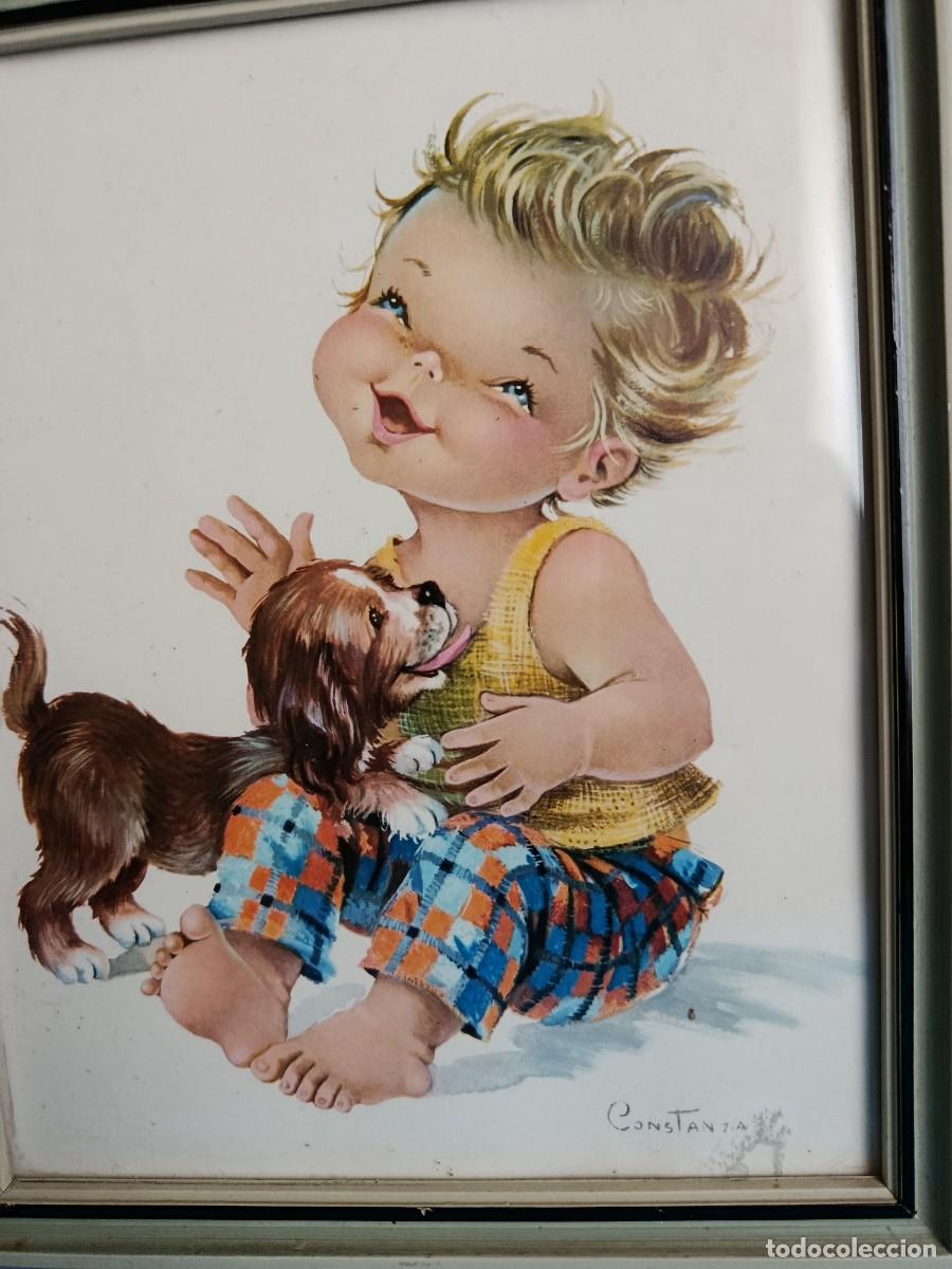 Postales: CUADRO POSTAL CONSTANZA VINTAGE. NI&Ntilde;O CON PERRITO - Foto 1