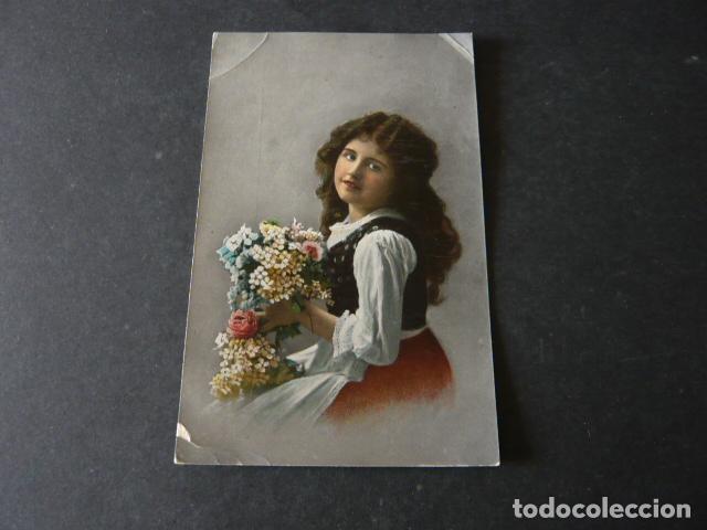 Postales: NI&Ntilde;A CON FLORES POSTAL - Foto 1
