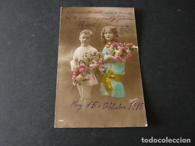 Postales: NI&Ntilde;OS CON FLORES POSTAL - Foto 1