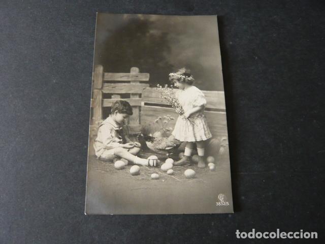 Postales: NI&Ntilde;OS CON GALLINA POSTAL - Foto 1