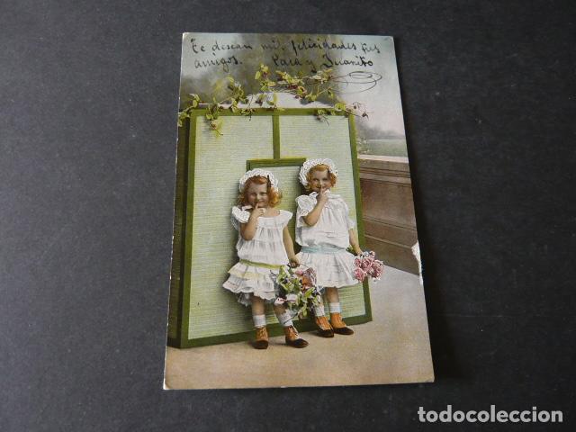 Postales: NI&Ntilde;AS CON FLORES POSTAL - Foto 1