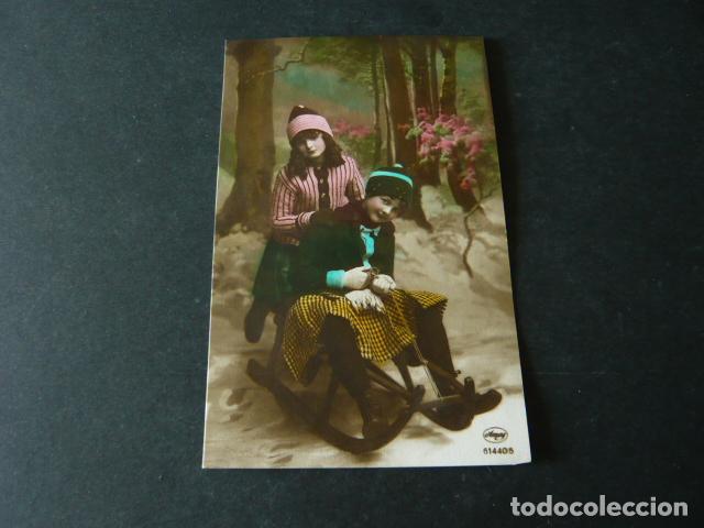 Postales: NI&Ntilde;OS EN TRINEO POSTAL - Foto 1