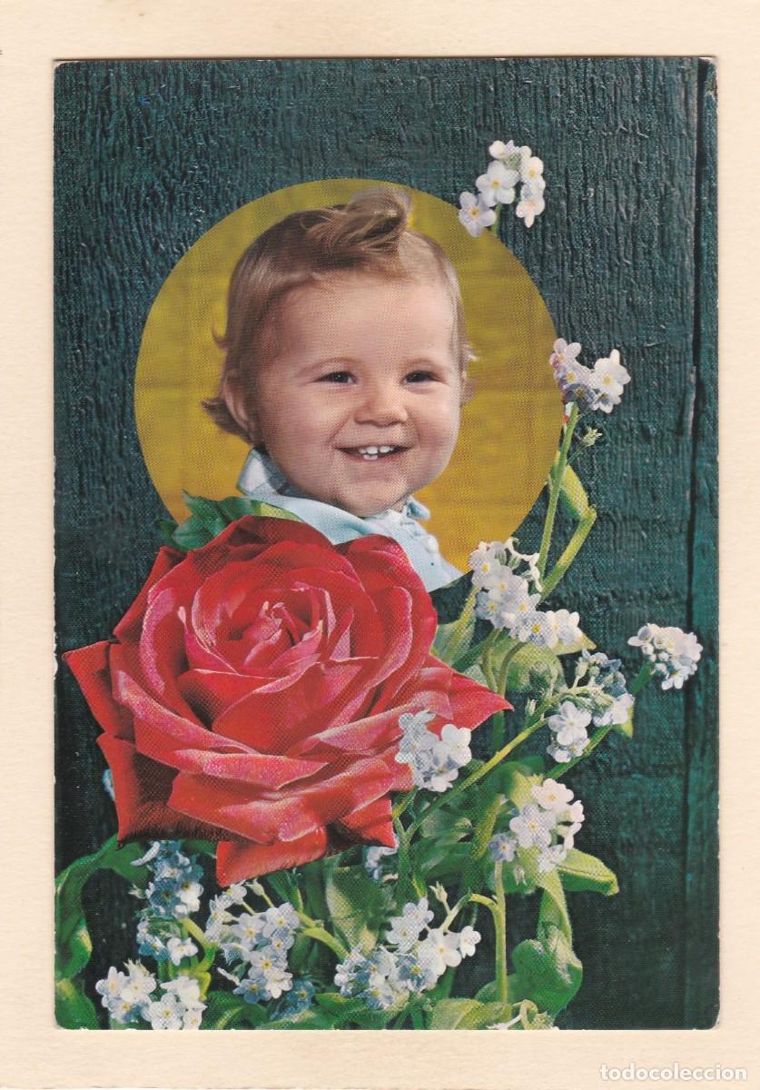 Postales: NI&Ntilde;O CON FLORES. ROSA ROJA - Foto 1