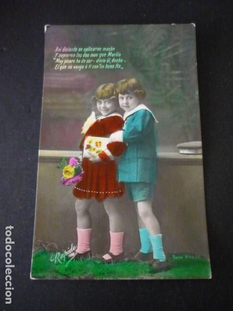 Postales: NI&Ntilde;OS CON FLORES POSTAL - Foto 1