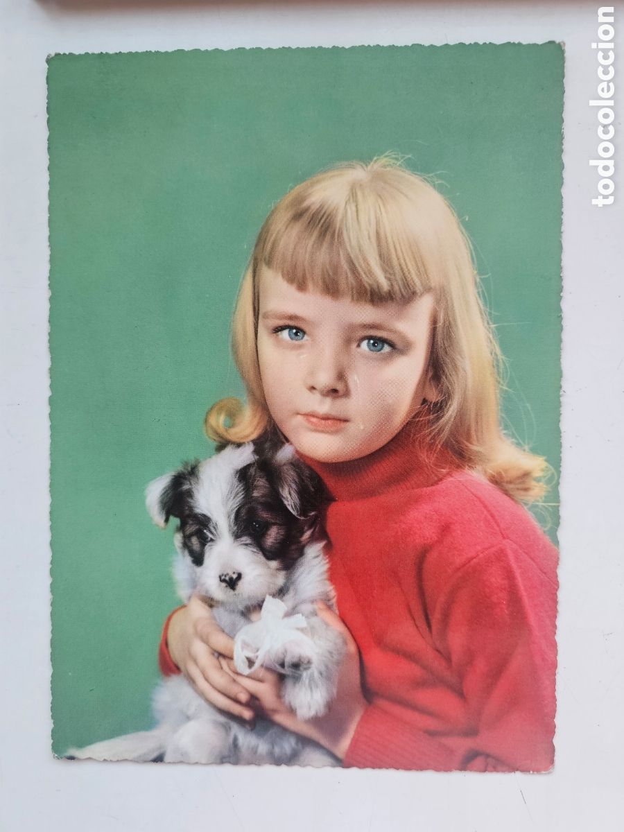 Postales: Postal grande de ni&ntilde;a con cachorrito de Perro italiana 834 M6 Milano