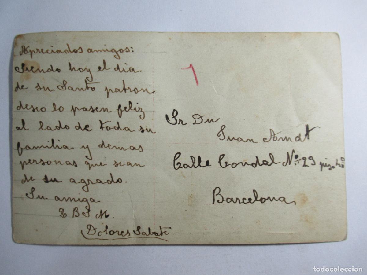 Postales: Antigua postal ni&ntilde;a y perro - escrita - Foto 2