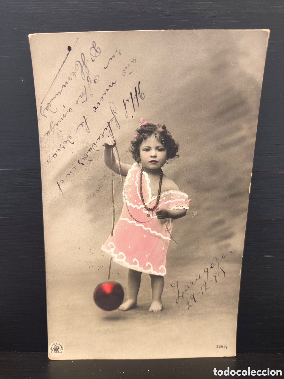 Postales: Antigua postal fotogr&aacute;fica coloreada retrato ni&ntilde;o ni&ntilde;a rom&aacute;ntica fantas&iacute;a art&iacute;stica 1905