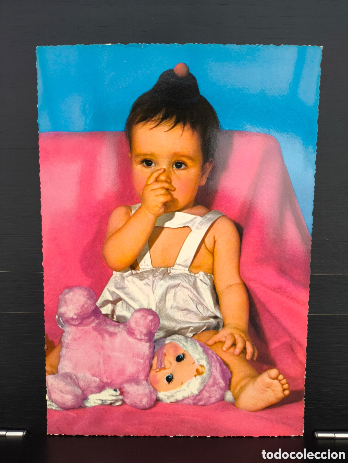 Postales: Postal fotogr&aacute;fica retrato ni&ntilde;o ni&ntilde;a beb&eacute; con peluche Ed. KRUGER 904/12 gran formato 19,5x13,5 cm