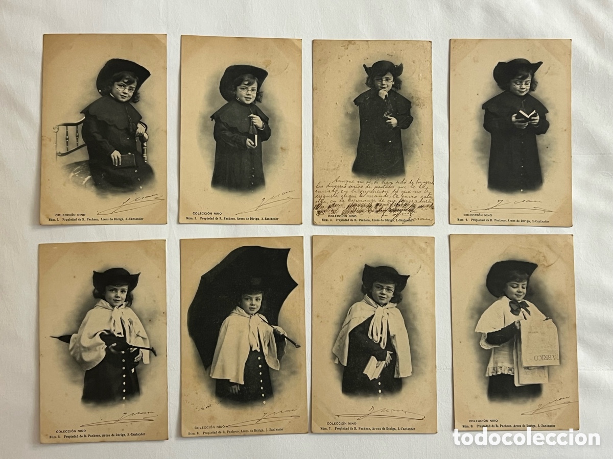 Postales: Colecci&oacute;n Ni&ntilde;o. 8 postales editadas en Santander. Dorso sin dividir. Hauser y Menet.. completa?