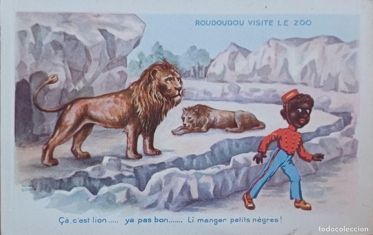 Postales: Visita al zoo. Postal francesa.
