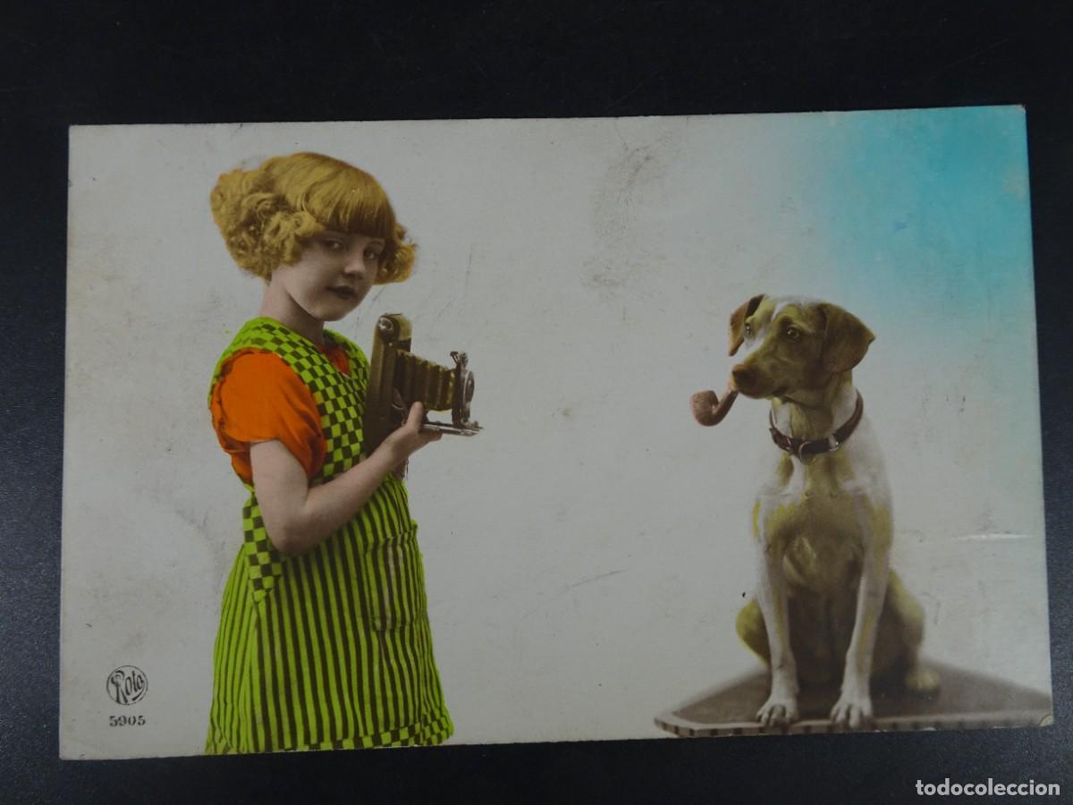 Postales: TARJETA POSTAL COLOREADA CPA, NI&Ntilde;A, PERRO, VER FOTOS