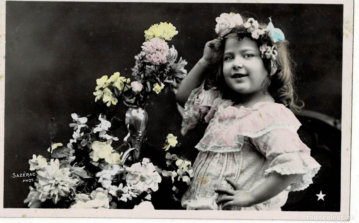 Postales: POSTAL NI&Ntilde;A CON FLORES. P-NI&Ntilde;OS-1291