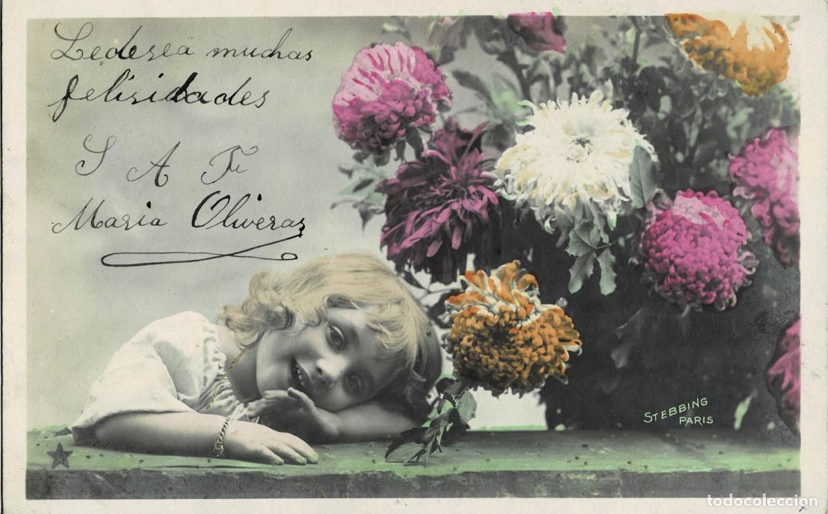 Postales: POSTAL NI&Ntilde;A CON FLORES. P-NI&Ntilde;OS-1297
