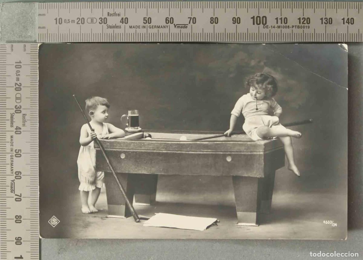 Postales: POSTAL. Ni&ntilde;os jugando al billar COMICA