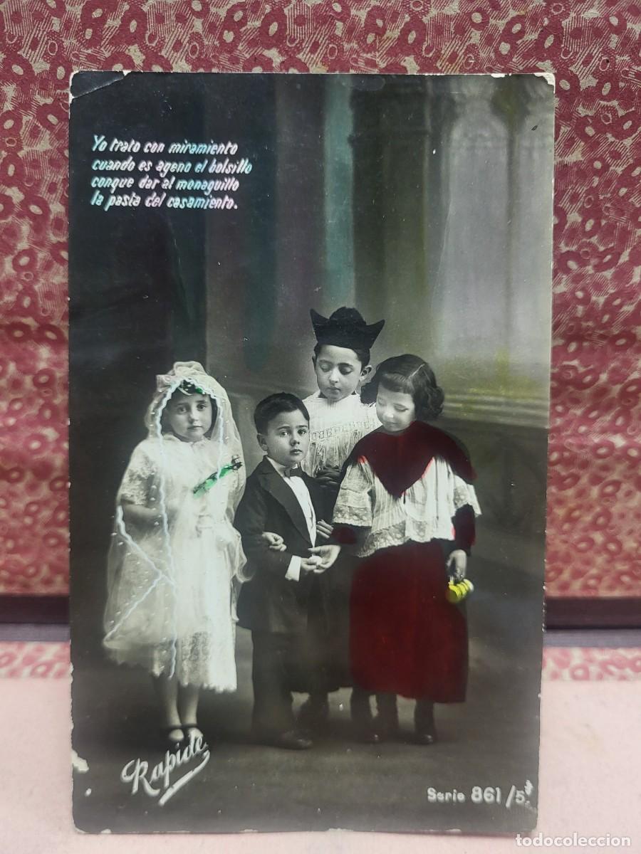 Postales: ANTIGUA POSTAL ROMANTICA BODA NI&Ntilde;OS RAPIDE SERIE 861