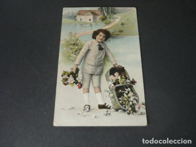 Postales: NI&Ntilde;O CON FLORES POSTAL - Foto 1