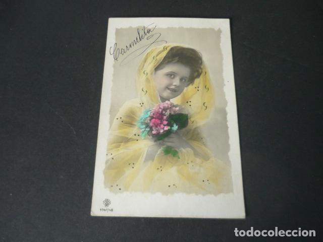 Postales: NI&Ntilde;A CON FLORES POSTAL - Foto 1