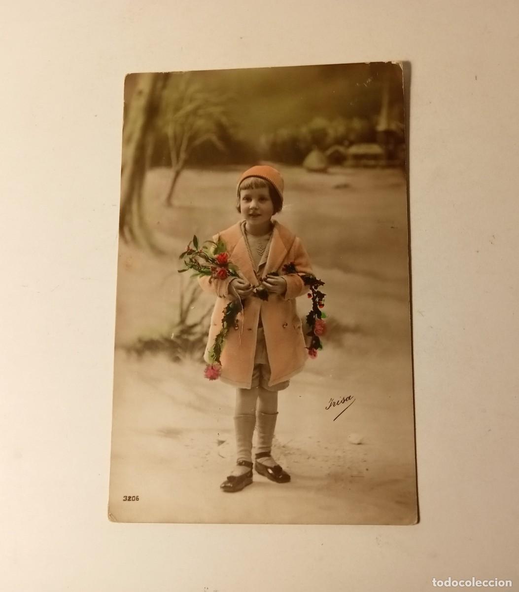 Postales: 1915 - POSTAL COLOREADA NI&Ntilde;A CON FLORES - ESCRITA