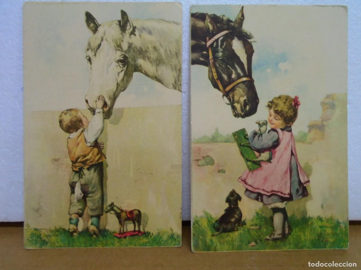 Postales: ANTIGUAS POSTALES S/C.EDICION ITALIANA.NI&Ntilde;OS Y CABALLOS,A&Ntilde;OS 30.