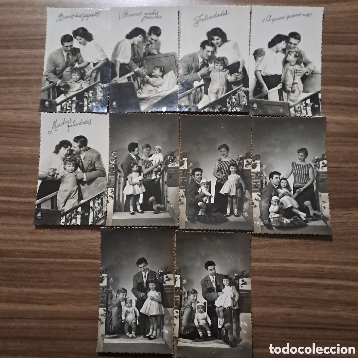 Postais: LOTE DE 10 POSTALES NI&Ntilde;OS EN FAMIL&Iacute;A. NO ESCRITAS, CONTORNO DENTADO.