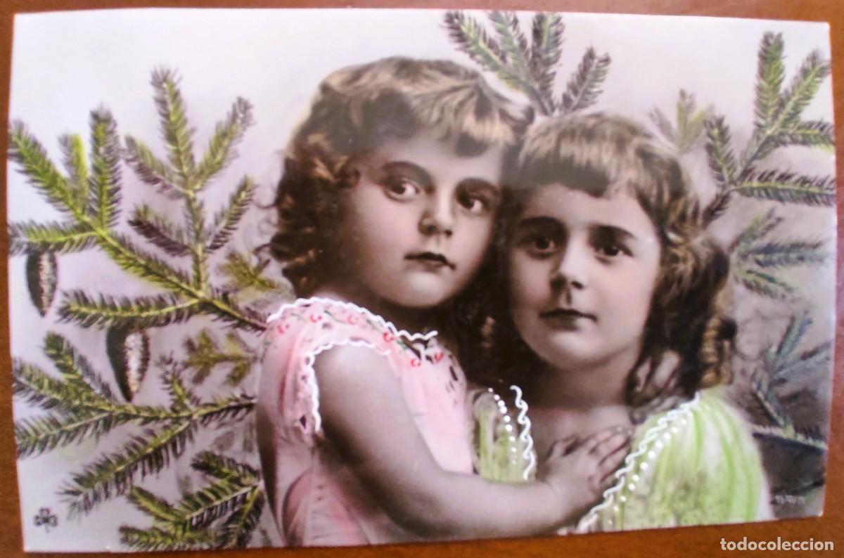 Cartes Postales: POSTAL MUY ANTIGUA NI&Ntilde;AS Y RAMAS PINO COLOREADA - S.B.W. 1570/71