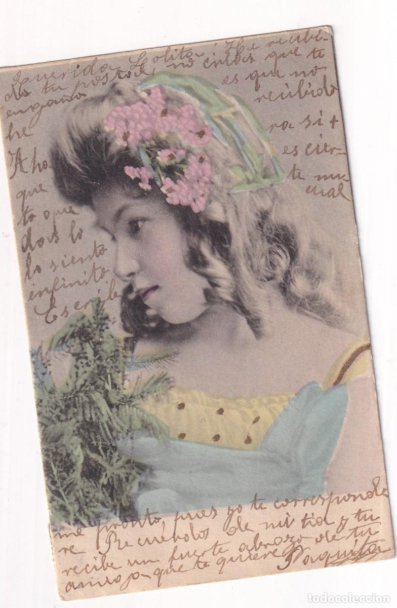 Cartes Postales: Postal ni&ntilde;a con flores. Reverso sin dividir. Circulada.