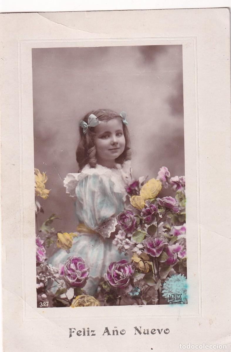 Cartes Postales: Postal ni&ntilde;a Feliz A&ntilde;o Nuevo. Escrita. Sin circular.