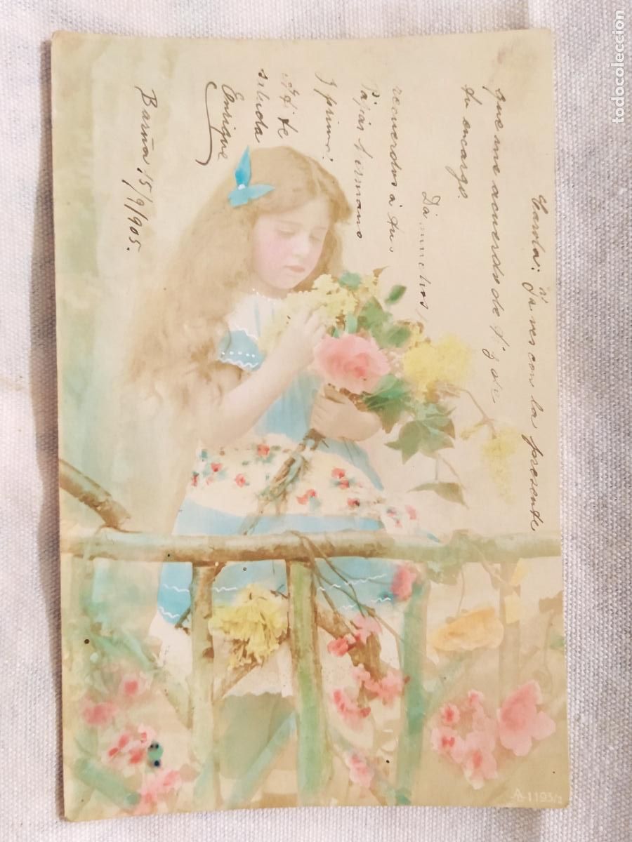 Cartes Postales: LA NI&Ntilde;A DE LAS FLORES - FOTOGRAFICA - CIRCULADA DIRIGIDA A RIPOLLET - POSTAL ANTIGUA -(116.096)