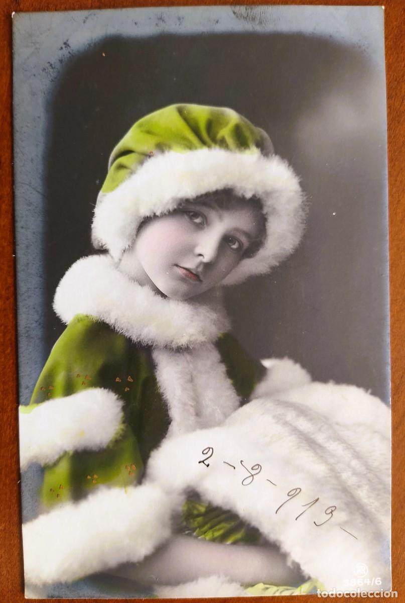 Postales: POSTAL MUY ANTIGUA NI&Ntilde;A COMO PAPA NOEL COLOREADA A&Ntilde;O 1913 - RPH 3864/6