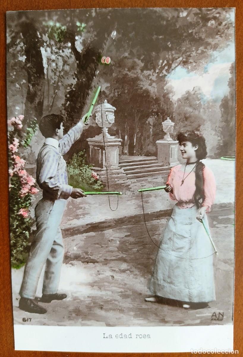 Postales: POSTAL MUY ANTIGUA ADOLESCENTES LA EDAD ROSA COLOREADA - AN 617