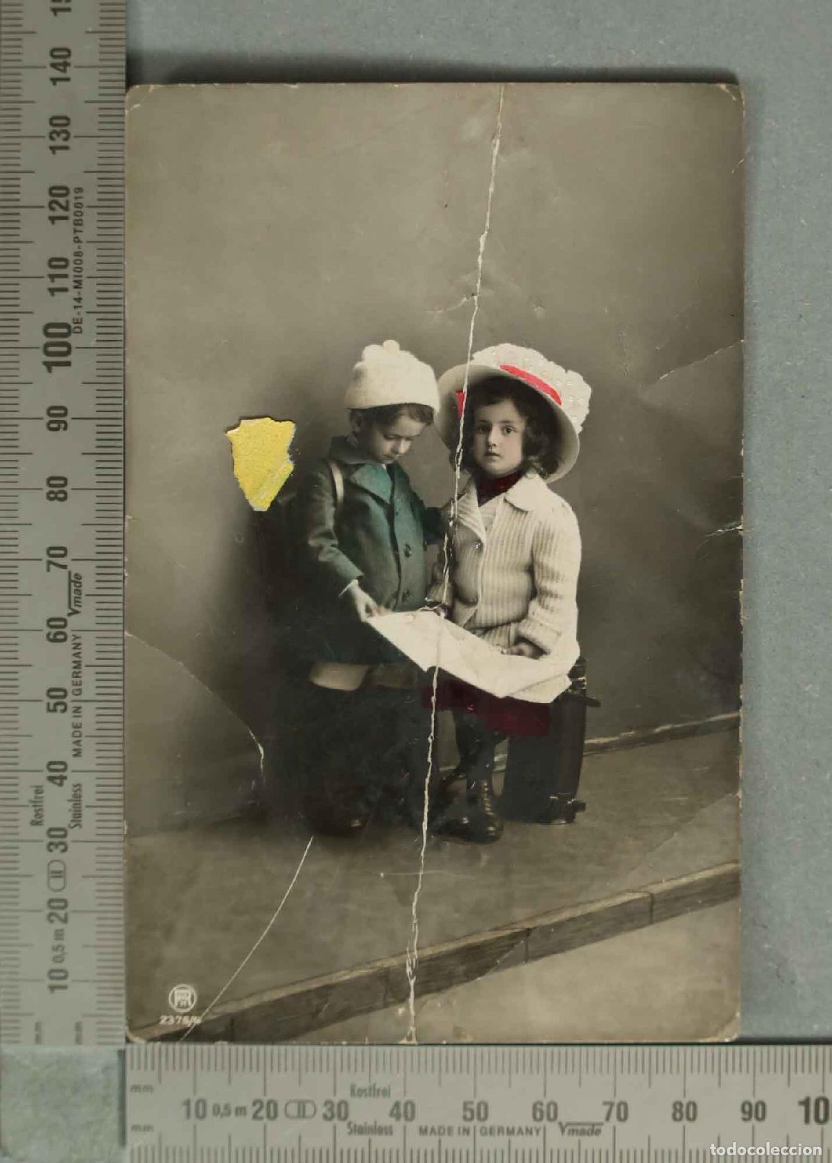 Postales: POSTAL. Ni&ntilde;os - Ni&ntilde;a y ni&ntilde;o con manguito y sombrero -