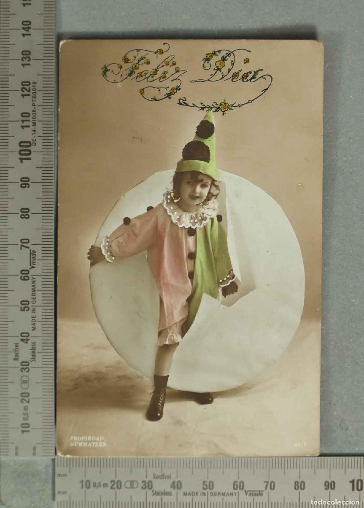 Postales: POSTAL. Ni&ntilde;a disfrazada de payaso - FELIZ DIA.
