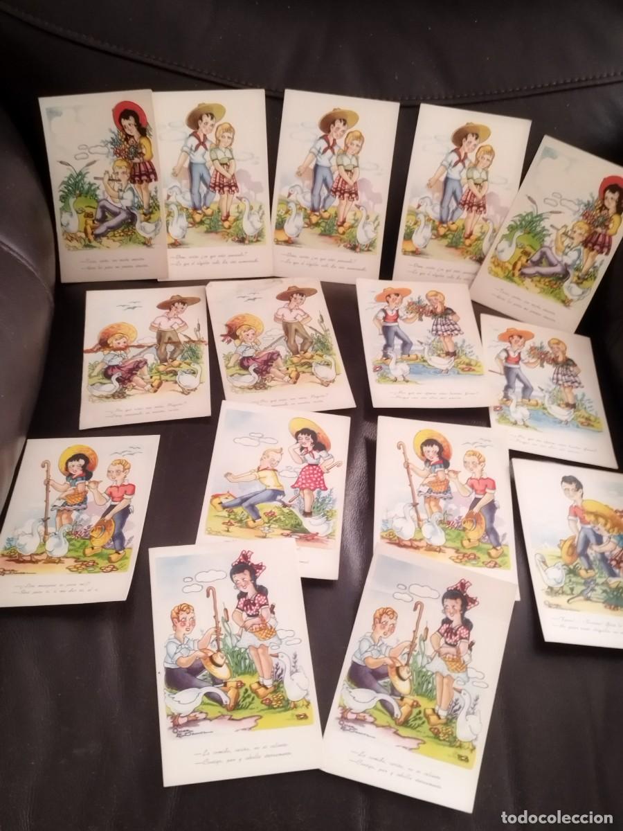 Postales: Colecci&oacute;n 15 antiguas tarjetas postales, estilo costumbrista o rom&aacute;ntico firmada por Oscar Daniel.