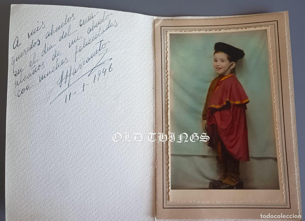 Postales: FOTOGRAFIA DE NI&Ntilde;O DISFRADADO DE TORERO, A&Ntilde;O 1946. MIDE 13 X 8 CMS.