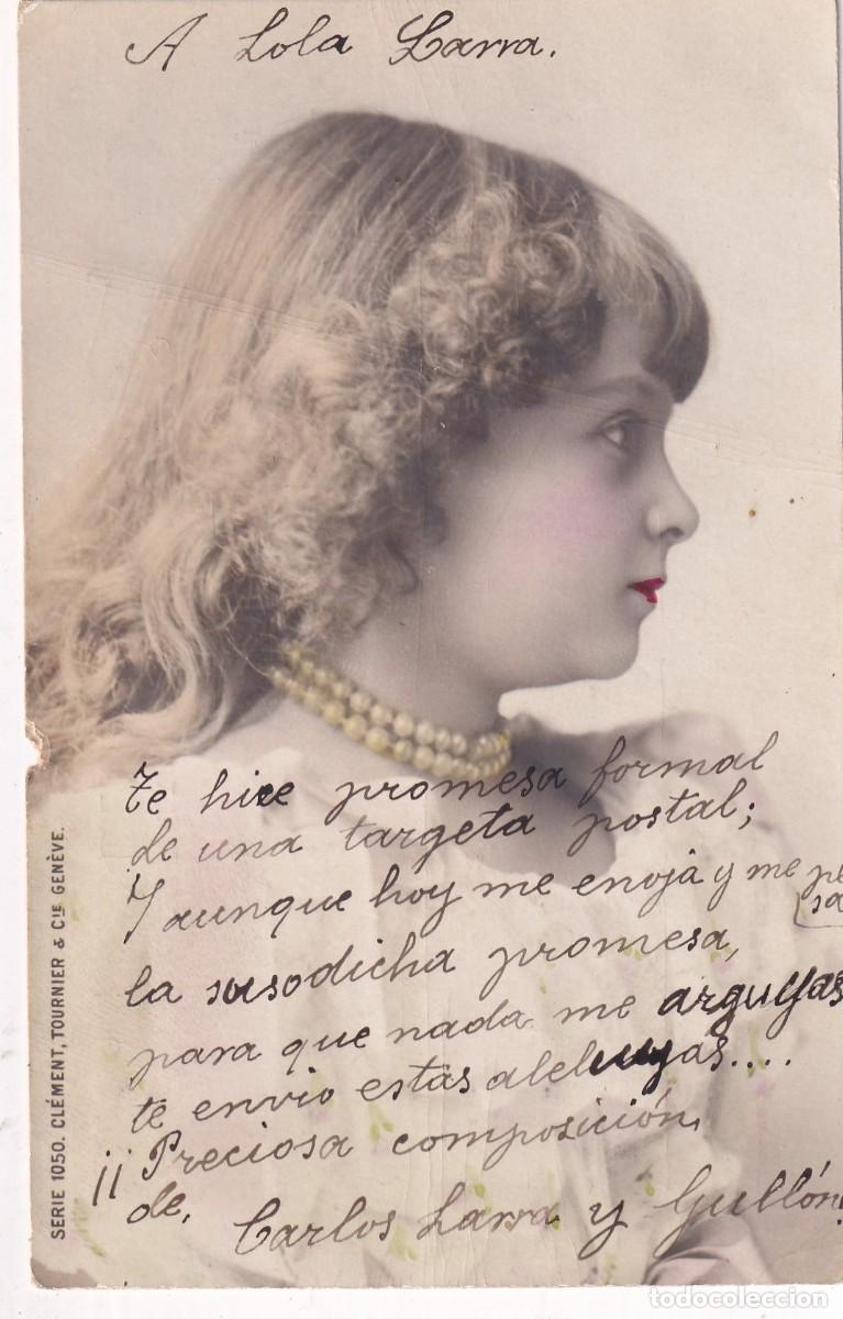 Postales: Postal ni&ntilde;a con collar de perlas. Serie 1050 Cl&eacute;ment Tournier. Geneve. Reverso sin dividir. Sin circ