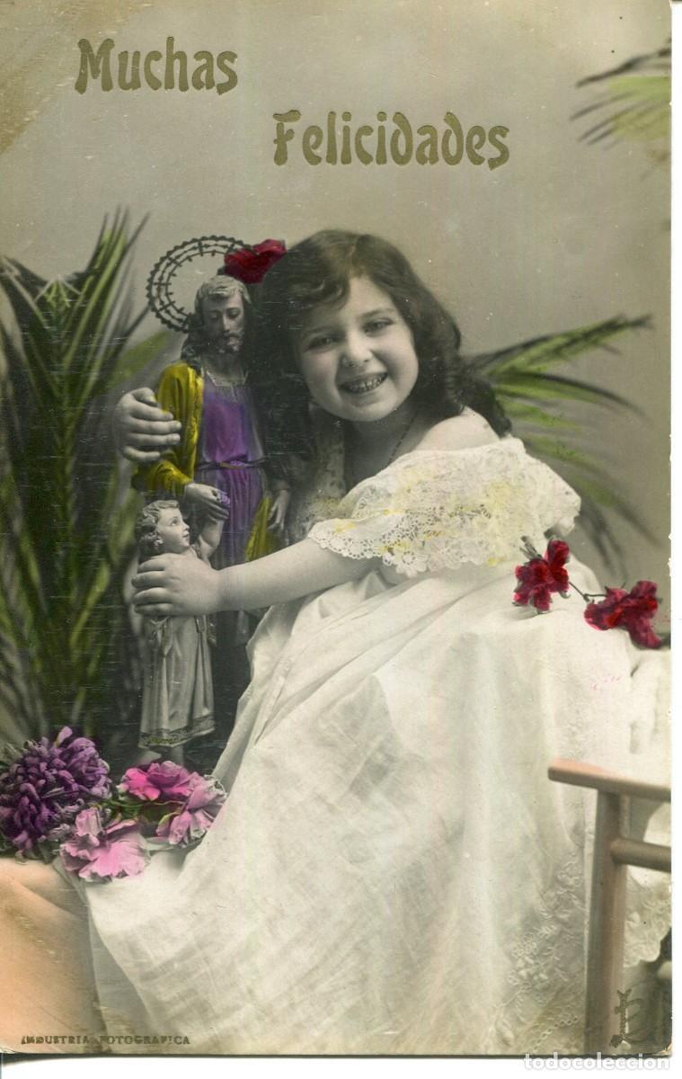 Postales: LB BARTRINA-NI&Ntilde;A CON IMAGEN SAN JOSE-SERIES INFANTILES MUCHAS FELICIDADES N&ordm; 2090